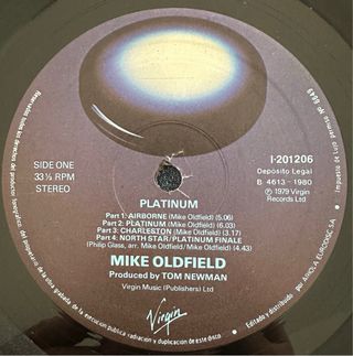 MIKE OLDFIELD VINILO LP PLATINUM 1984