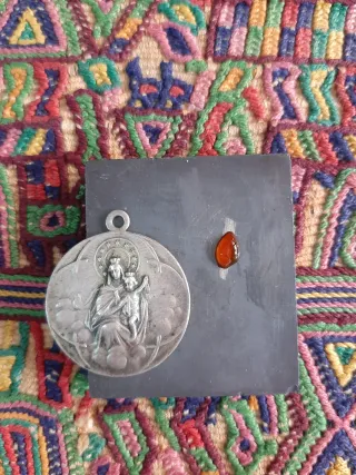 Medalla Antigua Plata Virgen María