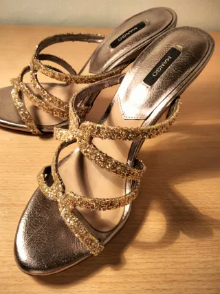 Tacones Mango Dorados y Plateados