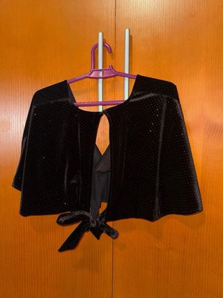 Top Bershka Terciopelo Negro Talla L