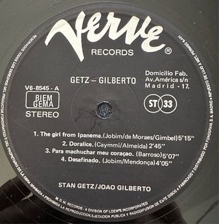 STAN GETZ JOAO GILBERTO VINILO LP JOBIM 1968