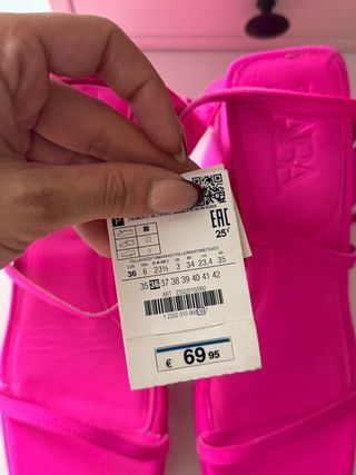 Sandalias Zara Rosa Plataforma Tacón