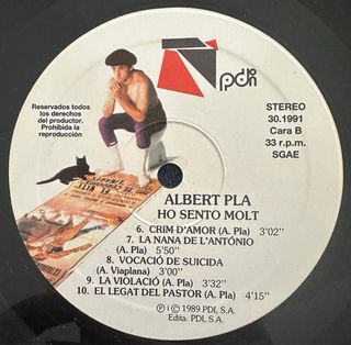 ALBERT PLA VINILO LP HO SENTO MOLT 1989