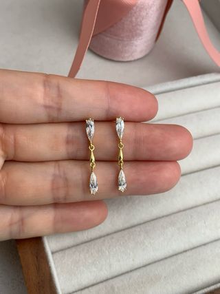Pendientes largos plata 925 con cristal