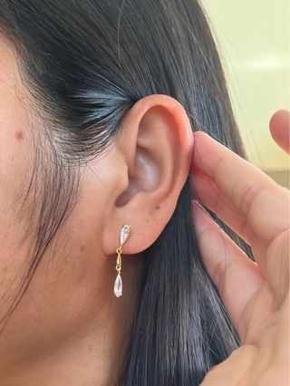 Pendientes largos plata 925 con cristal