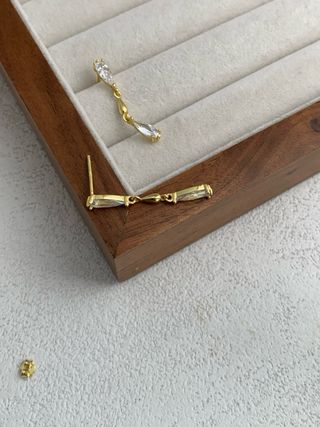 Pendientes largos plata 925 con cristal