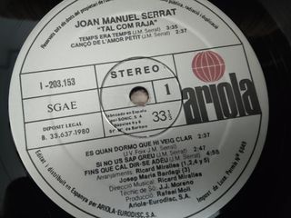 Vinilo Joan Manuel Serrat Tal Com Raja