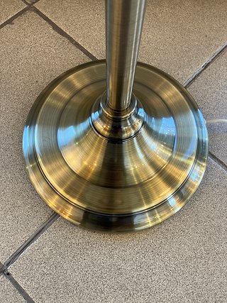 Lampada terra metallo/vetro ambra + paralume