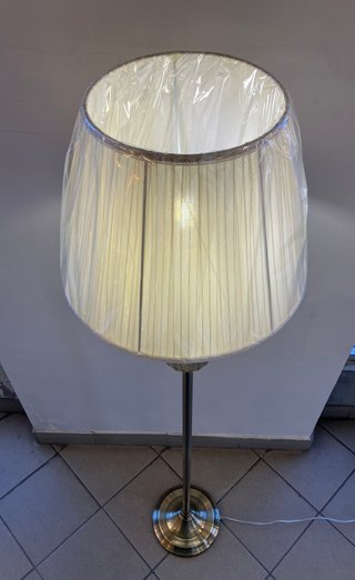 Lampada terra metallo/vetro ambra + paralume