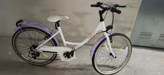 Bicicleta Urbana DENBIKE Blanca y Morada 24 pulgad