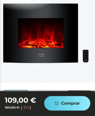 Chimenea Eléctrica Cecotec Calentador Cristal