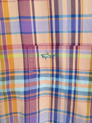 Camisa Paul & Shark cuadros naranja y morado