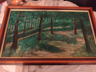 Cuadro de paisaje con marco de madera