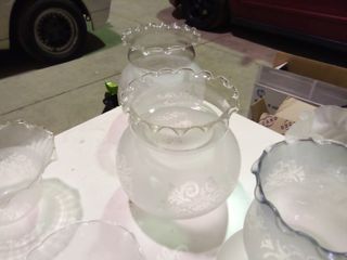 Lote 6 tulipas cristal lámpara antiguas