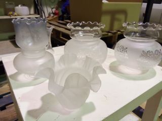Lote 6 tulipas cristal lámpara antiguas