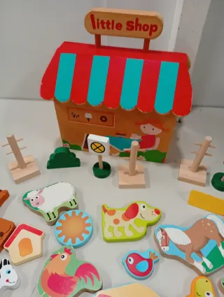 Juego de madera granja y tienda