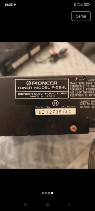 Sintonizador Pioneer F-Z94L Stereo FM/AM