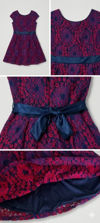 ✨ Vestido de Fiesta: Encaje Frambuesa Chic