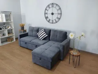 Sofá Cama Gris con Almacenaje