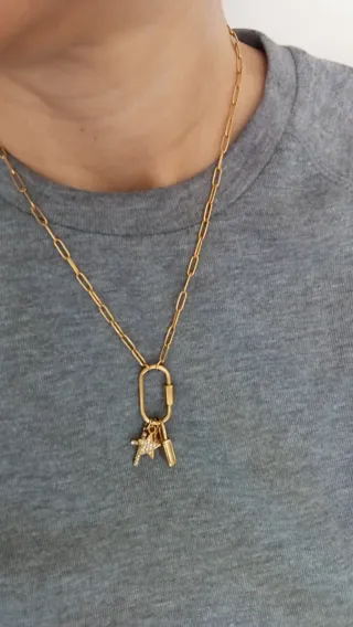 Collar Acero Baño Oro con Colgantes