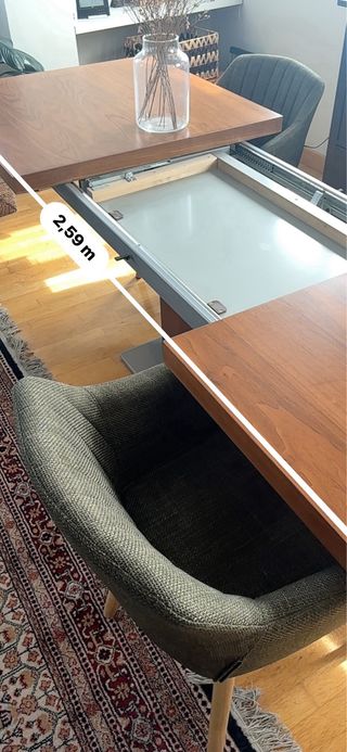 Mesa comedor extensible madera y metal