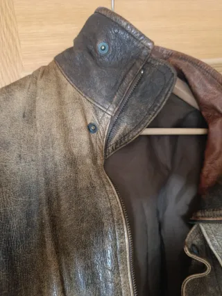 Cazadora Piel Vintage Marrón