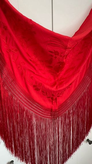 Mantoncillo Flamenco Rojo con Flecos SOLO ENVIOS