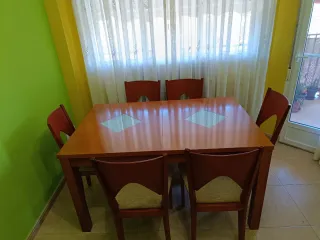Mesa comedor y 6 sillas cerezo