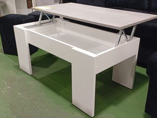 Mesa elevable moderna gris y blanca