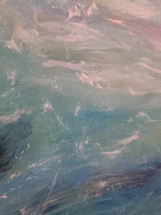 Pintura cuadro al óleo. Ola, mar