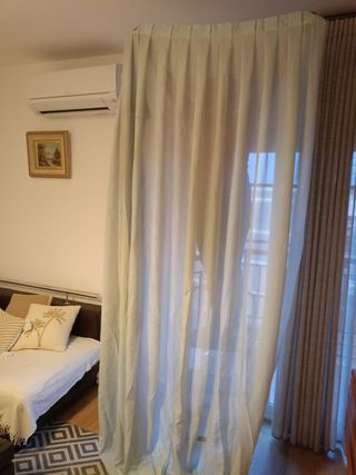 Cortinas visillo azul poliéster