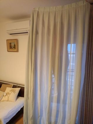 Cortinas visillo azul poliéster