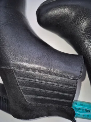 Botin de piel mujer negras tacon 7 cm