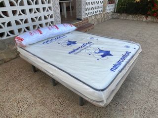 Colchón 135 cm con base tapizada económico