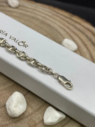 Pulsera eslabones tipo banana barras plata