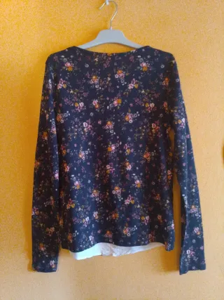 Blusa Springfield floral manga larga talla XS