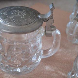 12 Vasos Chupito Cristal y Estaño