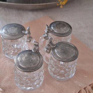 12 Vasos Chupito Cristal y Estaño