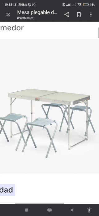 Mesa de playa plegable con 4 sillas