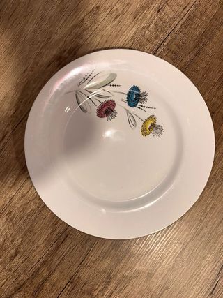 Vajilla porcelana borde dorado floral