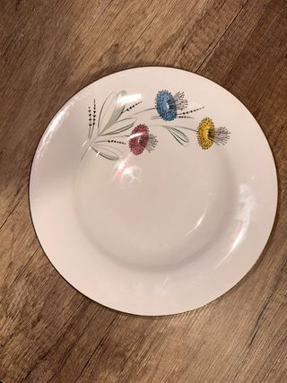 Vajilla porcelana borde dorado floral