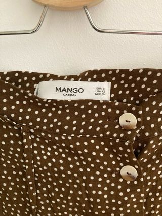 Falda Mango lunares marrón y blanco