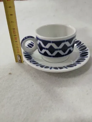 Taza y plato Sargadelos azul y blanco