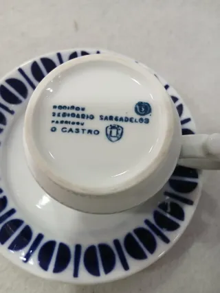 Taza y plato Sargadelos azul y blanco