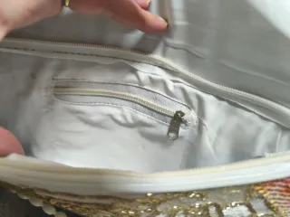 Bolso Cartera Sobre Dorado y Blanco