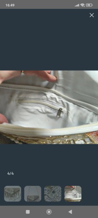 Bolso Cartera Sobre Dorado y Blanco