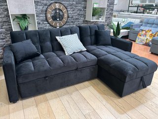 Sofá Cama Chaise Longue con Arcón 210cm Negro