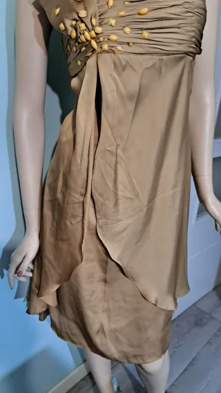 Vestido fiesta T/38 Beige/Oro