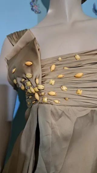 Vestido fiesta T/38 Beige/Oro