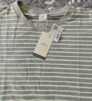 Camiseta de rayas hombre gris y blanco